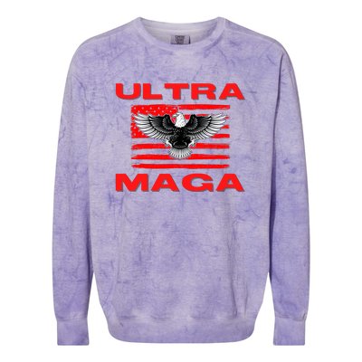 Ultra MAGA Conservative US Flag Colorblast Crewneck Sweatshirt