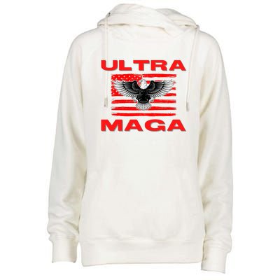 Ultra MAGA Conservative US Flag Womens Funnel Neck Pullover Hood