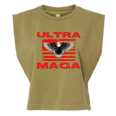 Ultra MAGA Conservative US Flag Garment-Dyed Women's Muscle Tee