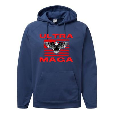 Ultra MAGA Conservative US Flag Performance Fleece Hoodie