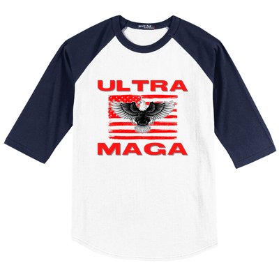 Ultra MAGA Conservative US Flag Baseball Sleeve Shirt