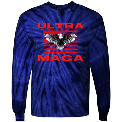 Ultra MAGA Conservative US Flag Tie-Dye Long Sleeve Shirt