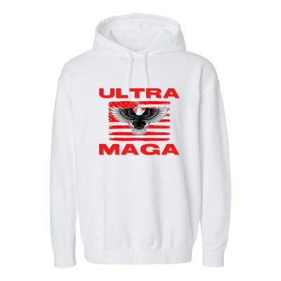 Ultra MAGA Conservative US Flag Garment-Dyed Fleece Hoodie