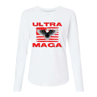 Ultra MAGA Conservative US Flag Womens Cotton Relaxed Long Sleeve T-Shirt