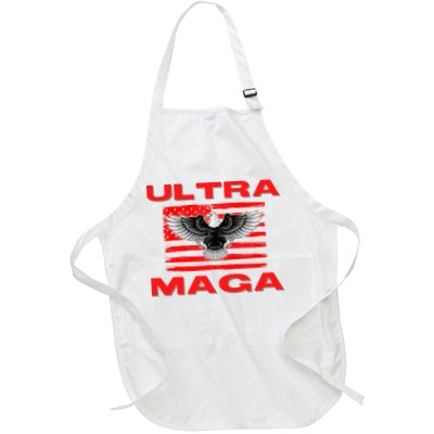 Ultra MAGA Conservative US Flag Full-Length Apron With Pockets