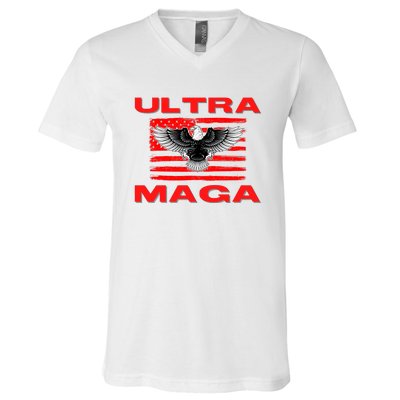 Ultra MAGA Conservative US Flag V-Neck T-Shirt