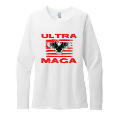 Ultra MAGA Conservative US Flag Womens CVC Long Sleeve Shirt