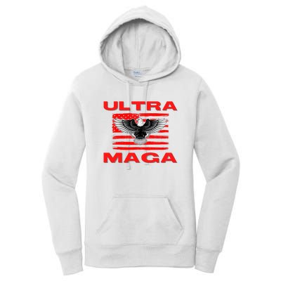 Ultra MAGA Conservative US Flag Women's Pullover Hoodie