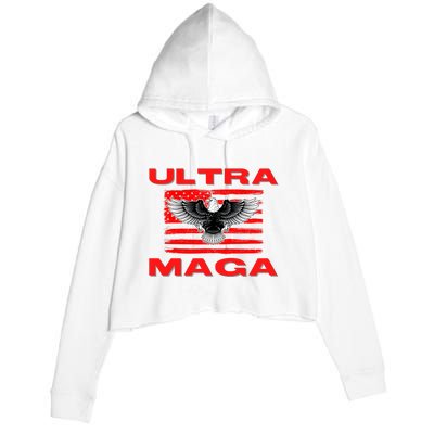 Ultra MAGA Conservative US Flag Crop Fleece Hoodie