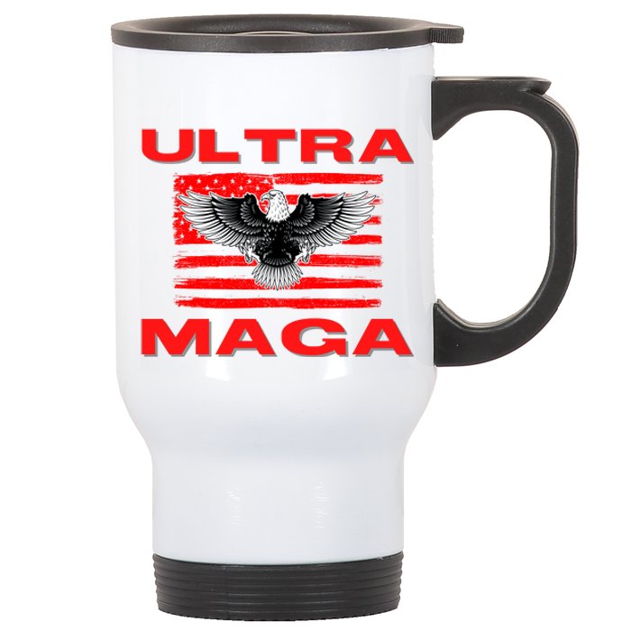 Ultra MAGA Conservative US Flag Stainless Steel Travel Mug