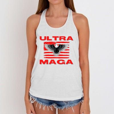 Ultra MAGA Conservative US Flag Women's Knotted Racerback Tank