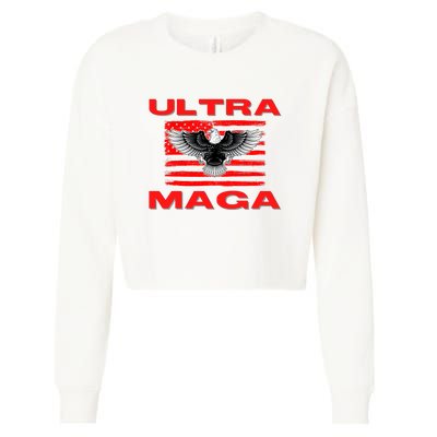 Ultra MAGA Conservative US Flag Cropped Pullover Crew