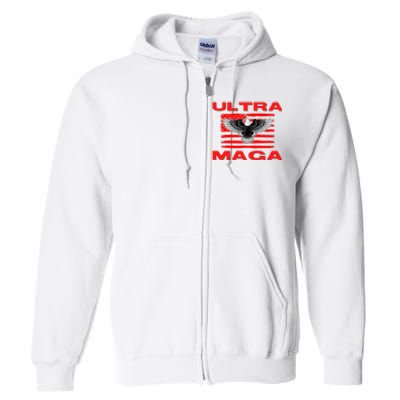 Ultra MAGA Conservative US Flag Full Zip Hoodie