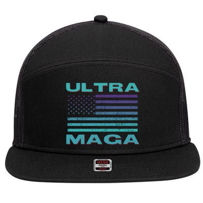 Ultra MAGA Conservative US Flag 7 Panel Mesh Trucker Snapback Hat