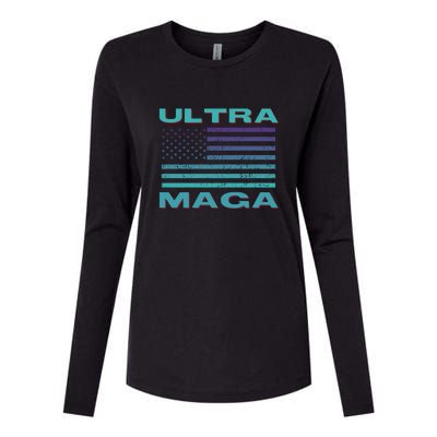 Ultra MAGA Conservative US Flag Womens Cotton Relaxed Long Sleeve T-Shirt