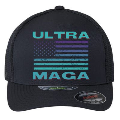 Ultra MAGA Conservative US Flag Flexfit Unipanel Trucker Cap