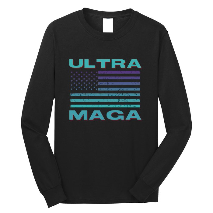 Ultra MAGA Conservative US Flag Long Sleeve Shirt