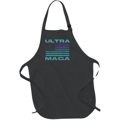 Ultra MAGA Conservative US Flag Full-Length Apron With Pockets