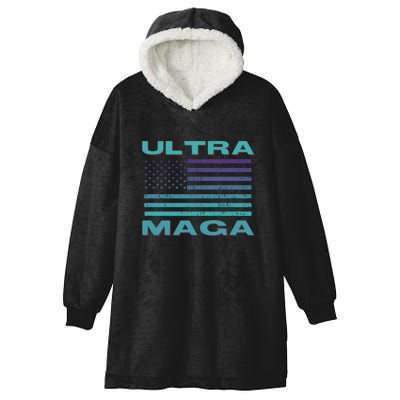 Ultra MAGA Conservative US Flag Hooded Wearable Blanket