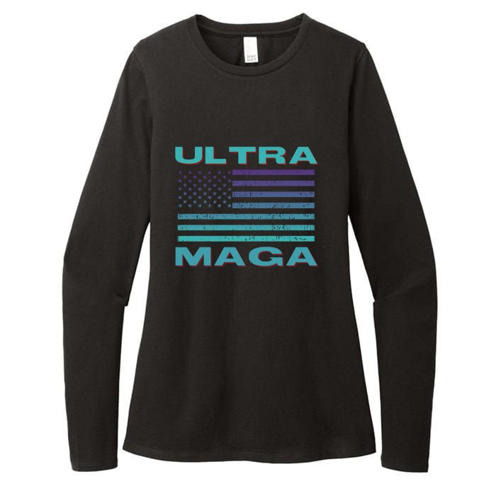 Ultra MAGA Conservative US Flag Womens CVC Long Sleeve Shirt