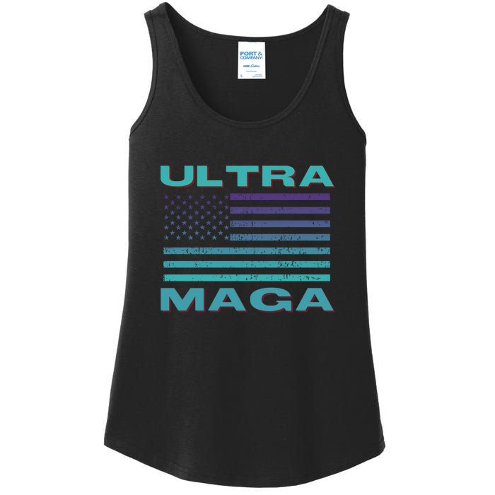 Ultra MAGA Conservative US Flag Ladies Essential Tank