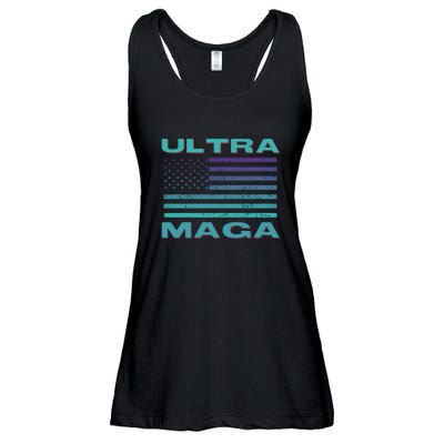 Ultra MAGA Conservative US Flag Ladies Essential Flowy Tank