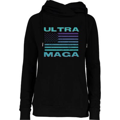 Ultra MAGA Conservative US Flag Womens Funnel Neck Pullover Hood