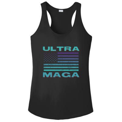 Ultra MAGA Conservative US Flag Ladies PosiCharge Competitor Racerback Tank