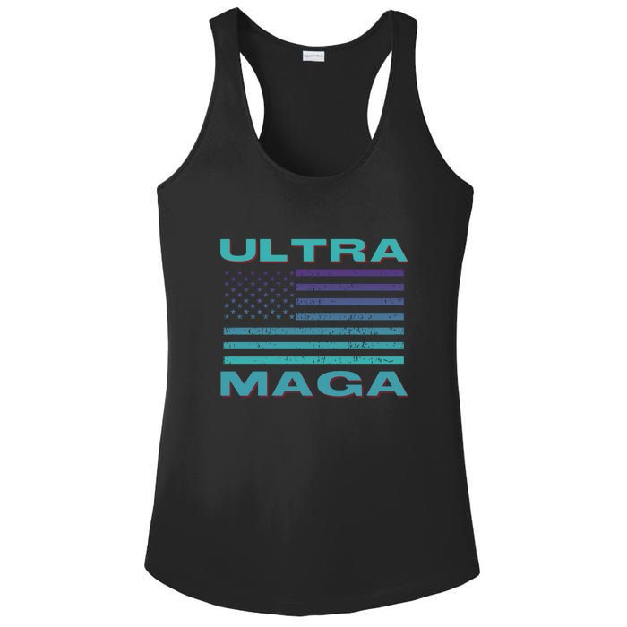 Ultra MAGA Conservative US Flag Ladies PosiCharge Competitor Racerback Tank