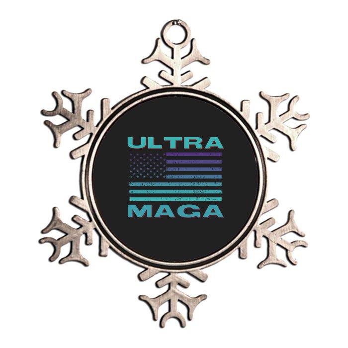 Ultra MAGA Conservative US Flag Metallic Star Ornament