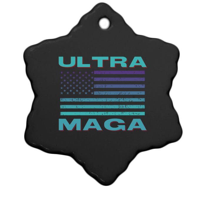 Ultra MAGA Conservative US Flag Ceramic Star Ornament