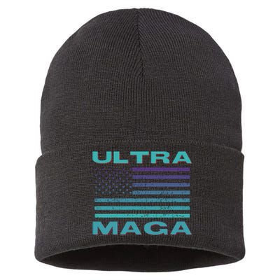 Ultra MAGA Conservative US Flag Sustainable Knit Beanie