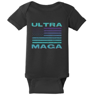 Ultra MAGA Conservative US Flag Baby Bodysuit