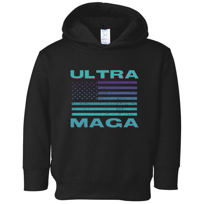 Ultra MAGA Conservative US Flag Toddler Hoodie