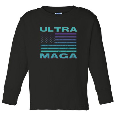 Ultra MAGA Conservative US Flag Toddler Long Sleeve Shirt