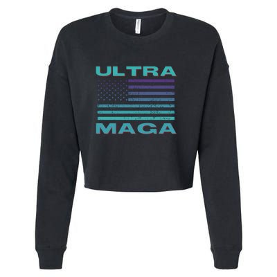 Ultra MAGA Conservative US Flag Cropped Pullover Crew