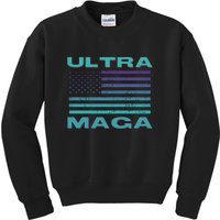 Ultra MAGA Conservative US Flag Kids Sweatshirt