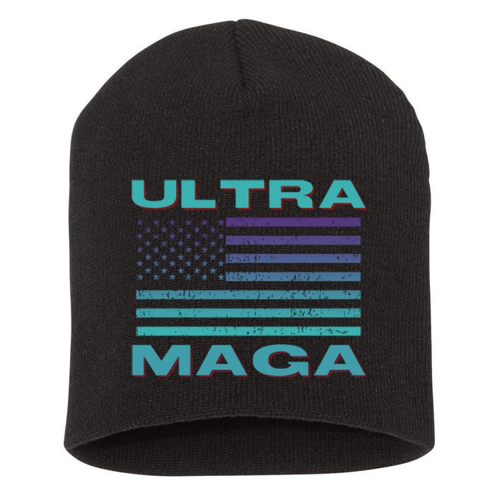 Ultra MAGA Conservative US Flag Short Acrylic Beanie