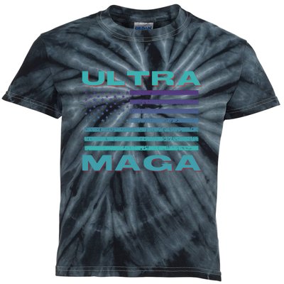 Ultra MAGA Conservative US Flag Kids Tie-Dye T-Shirt