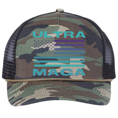 Ultra MAGA Conservative US Flag Retro Rope Trucker Hat Cap