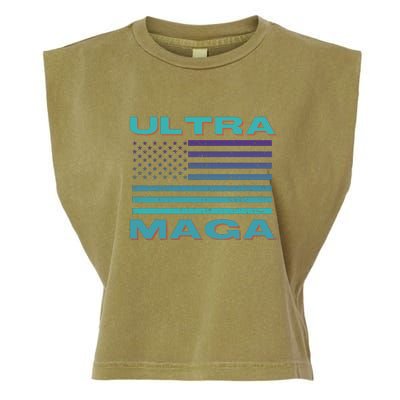 Ultra MAGA Conservative US Flag Garment-Dyed Women's Muscle Tee