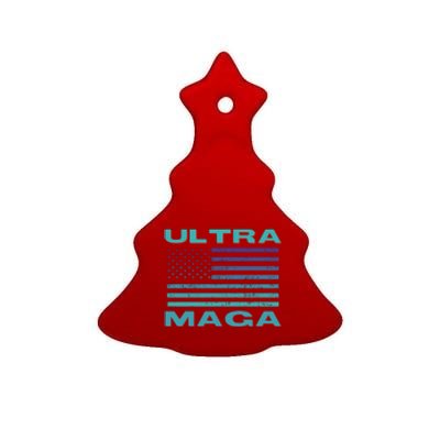 Ultra MAGA Conservative US Flag Ceramic Tree Ornament