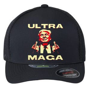 Ultra MAGA Funny Conservative Donald Trump Flexfit Unipanel Trucker Cap