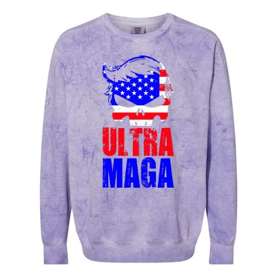 Ultra MAGA Funny Conservative Anti Biden Colorblast Crewneck Sweatshirt