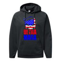 Ultra MAGA Funny Conservative Anti Biden Performance Fleece Hoodie