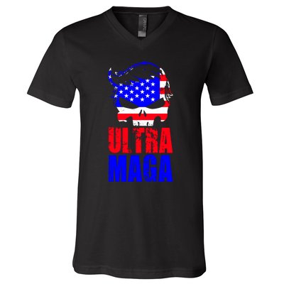 Ultra MAGA Funny Conservative Anti Biden V-Neck T-Shirt