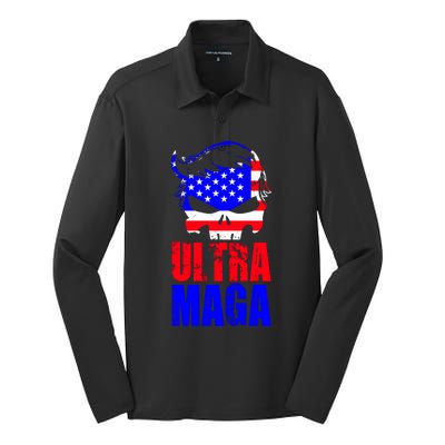 Ultra MAGA Funny Conservative Anti Biden Silk Touch Performance Long Sleeve Polo