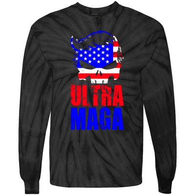 Ultra MAGA Funny Conservative Anti Biden Tie-Dye Long Sleeve Shirt