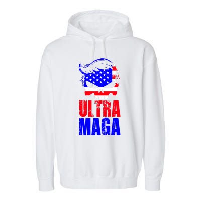 Ultra MAGA Funny Conservative Anti Biden Garment-Dyed Fleece Hoodie