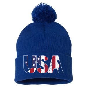 Usa Meaningful Gift Pom Pom 12in Knit Beanie